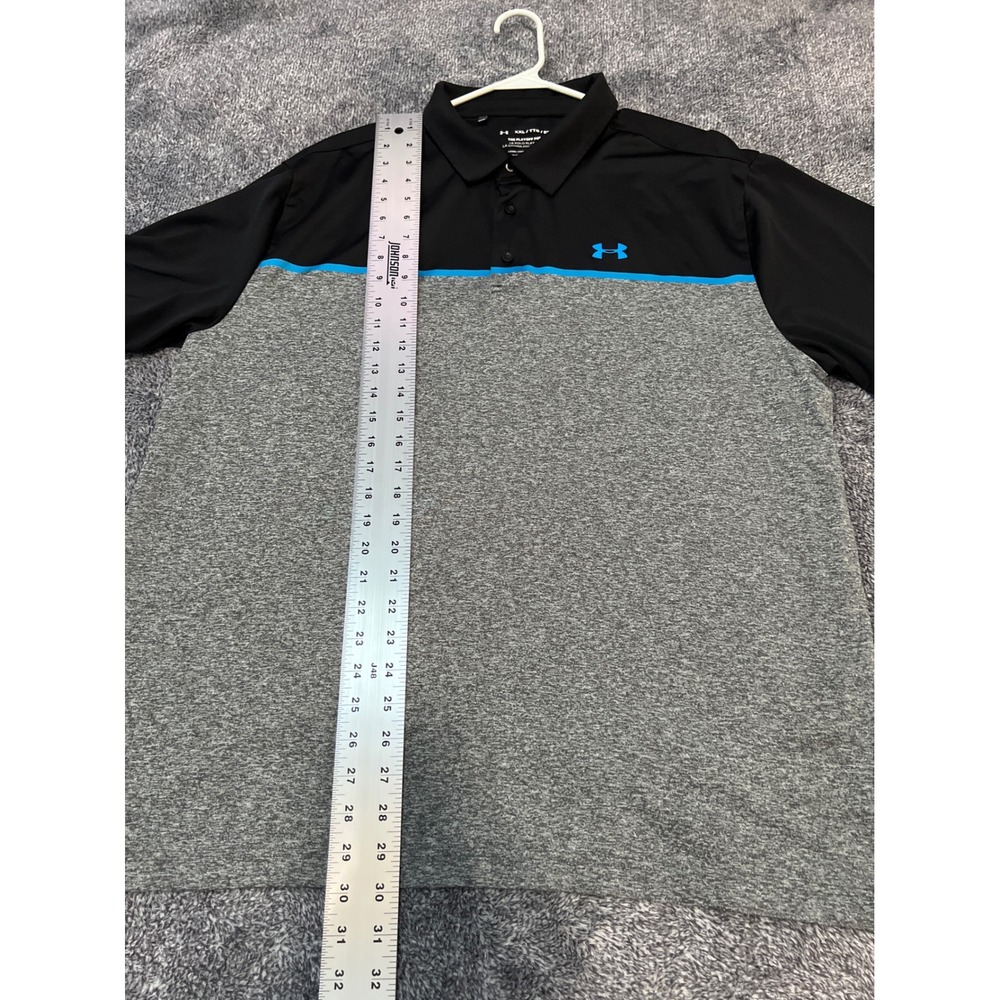 Under Armour Mens Playoff Polo Shirt XXL Black Grey Blue Colorblock 1327037-019 - Picture 7 of 13